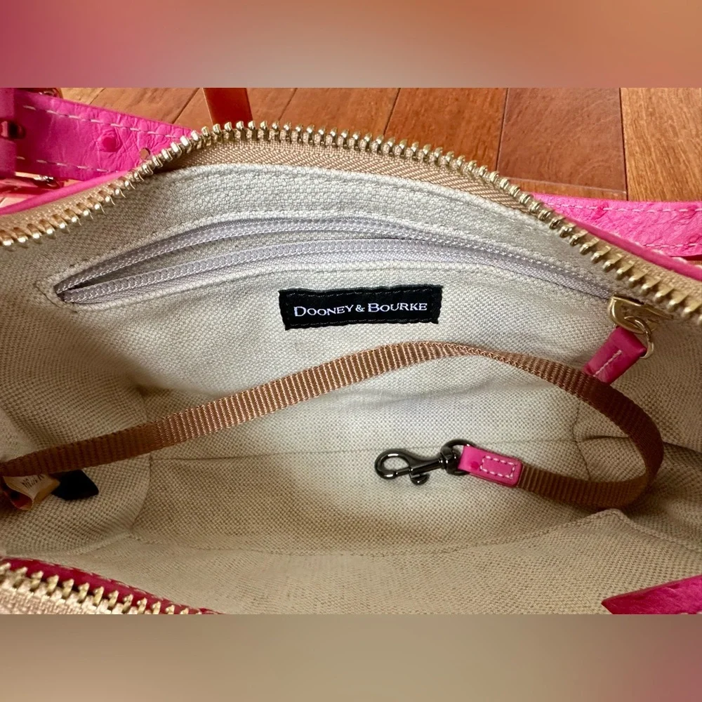 Dooney & Bourke Ostrich Embossed Leather Hobo Bag from the Ostrich Collection - Picture 10 of 11